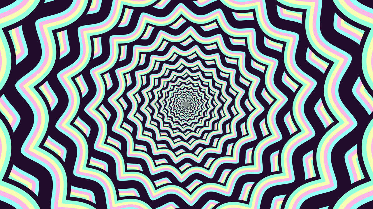 Hypnotic Optical Illusion Psychedelic Tunnel with Pastel Colors