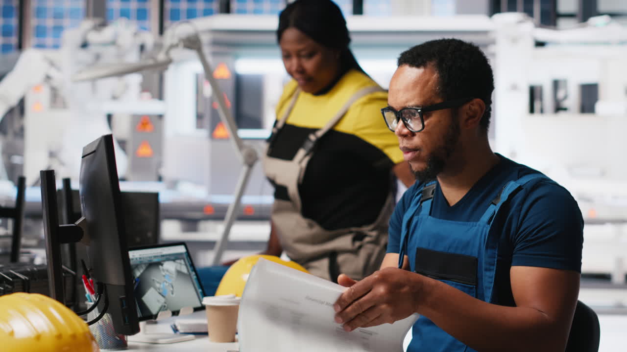 Vertical Video Black engineer implements automation logic in solar factory software
