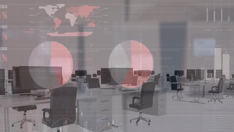 animación del procesamiento de datos financieros en escritorios con computadoras