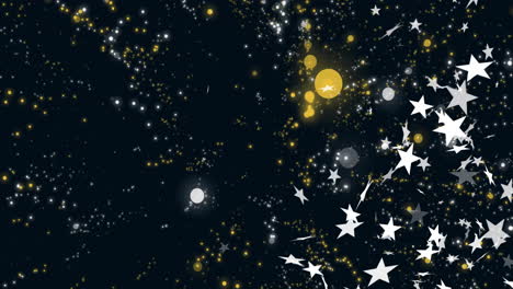 stars and sparkles animation over dark background with glowing particles