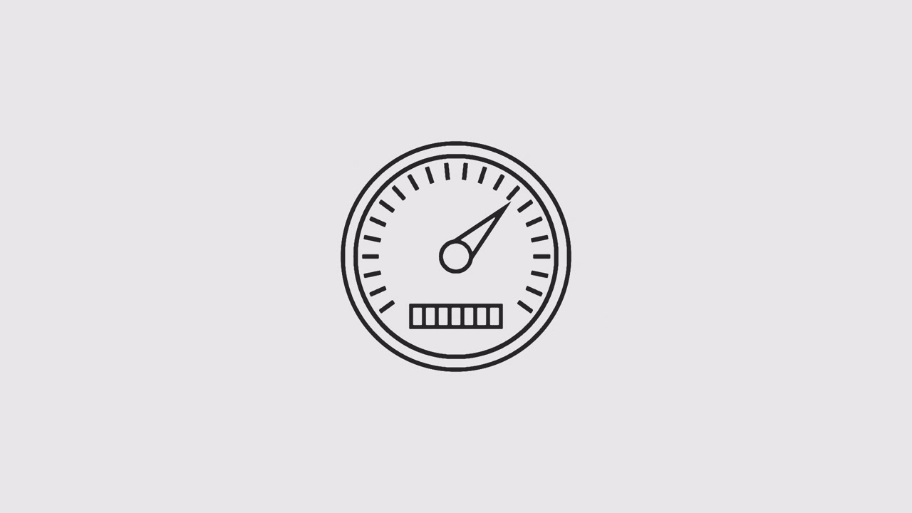 Animated Speedometer Icon Showing Progress and Performance
