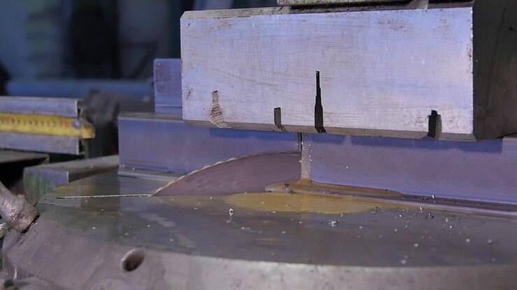 Metal Cutting Process on Industrial Machine
