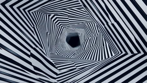abstract black and white striped tunnel