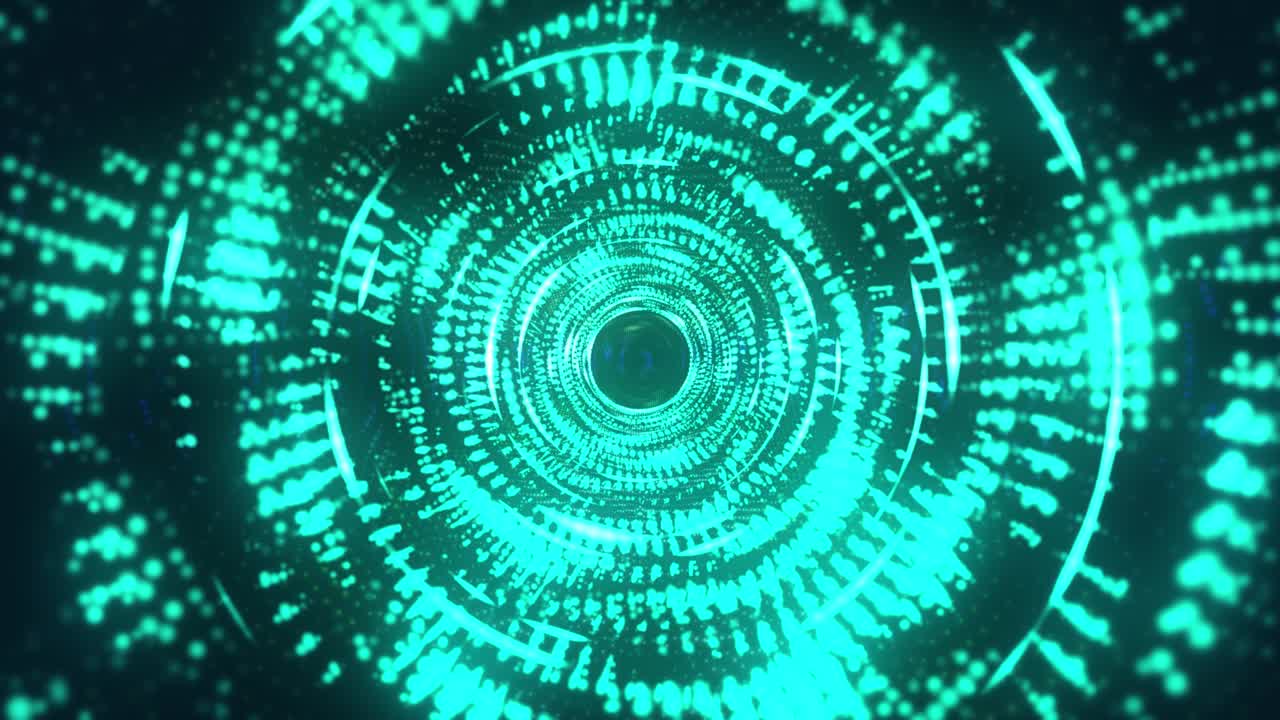 Flying Through Moving Particles - Tunnel, Spiral, Abstract Background – Blue Colored Stock Video