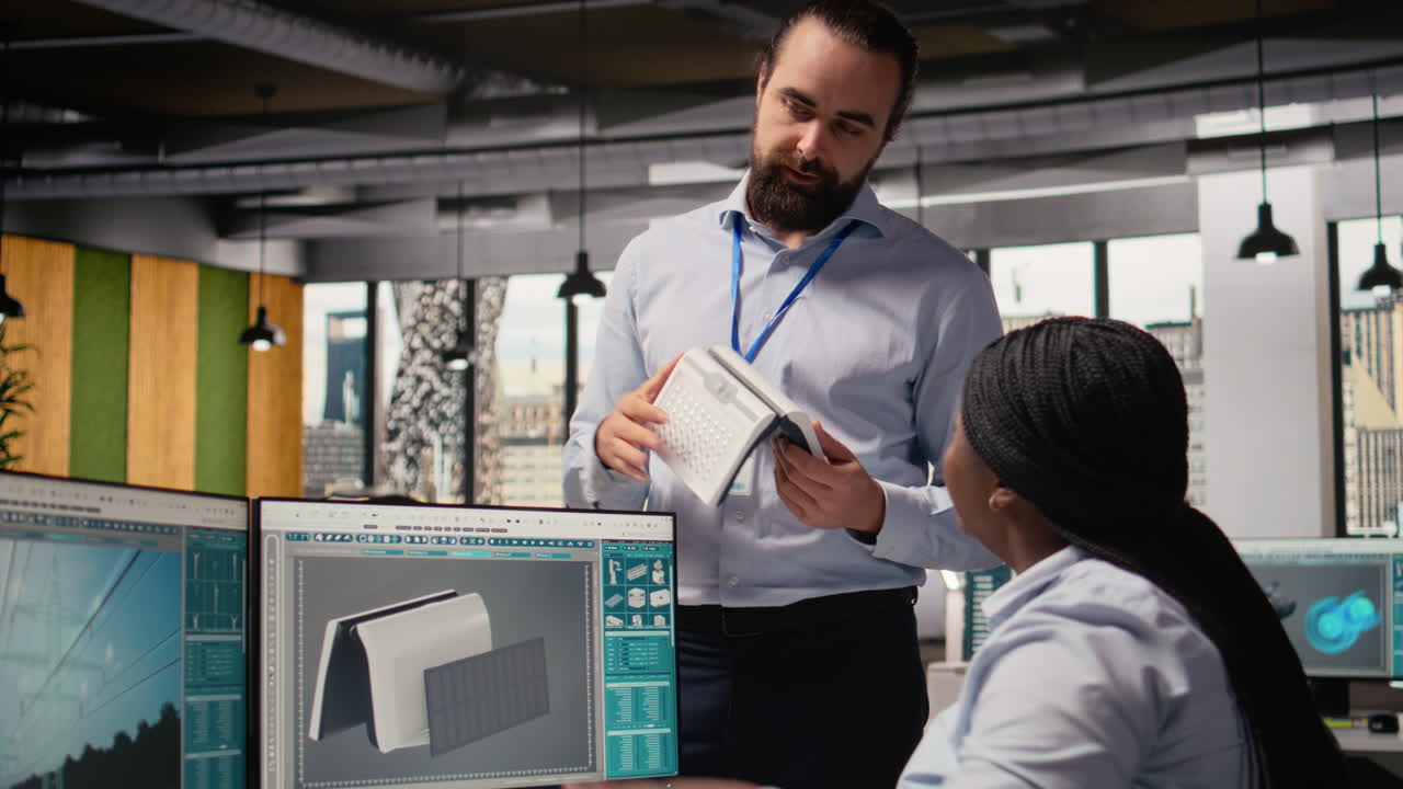 Team Of Technicians Brainstorming Solar Powered Device Design