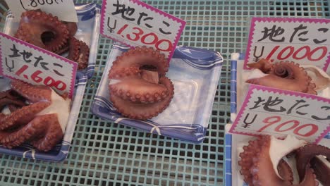 octopus seafood for sale at market in japan, raw sea food asia fresh fisherman's stores