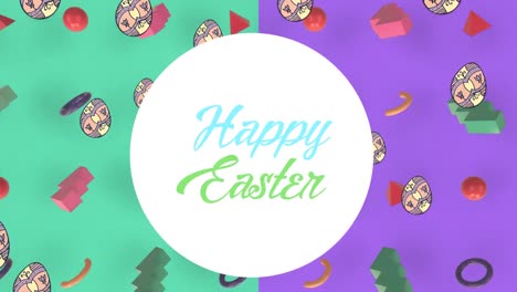 Animación-De-Texto-De-Felices-Pascuas-Sobre-íconos-De-Huevos-Y-Formas-Coloridas
