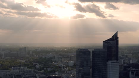 sunset cityscape of warsaw poland