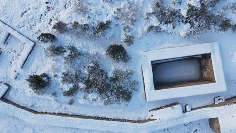 Aerial-View-Historical-City-Castle-Snow