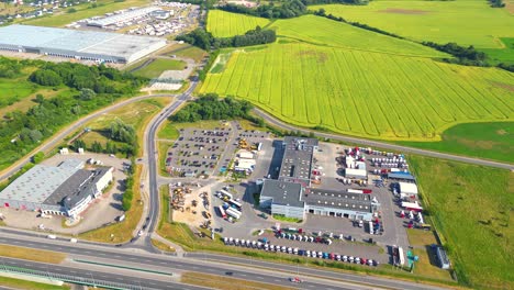 aerial view of goods warehouse