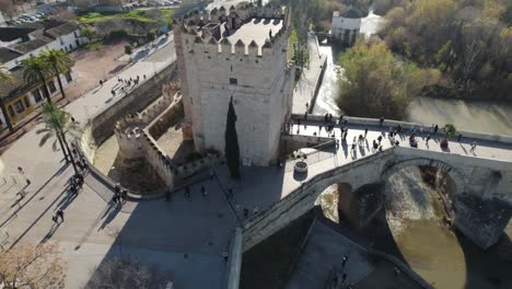 torre de calahorra medieval gate-tower and town museum; aerial tilt-up