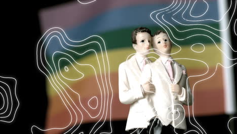 animation of wedding figurine over colorful background