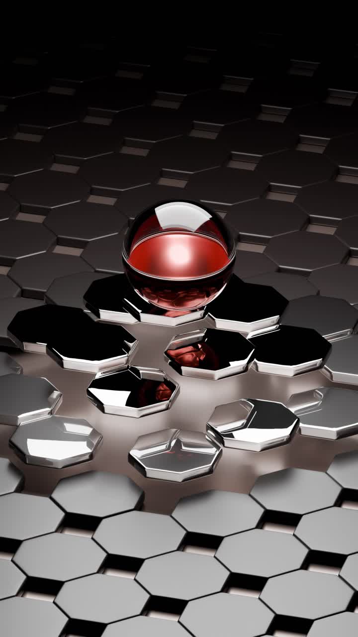 Abstract 3D rendering with sphere and hexagons