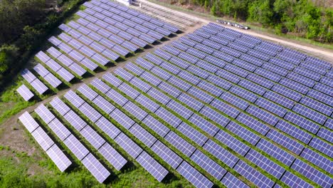 top view of solar panels in solar farm