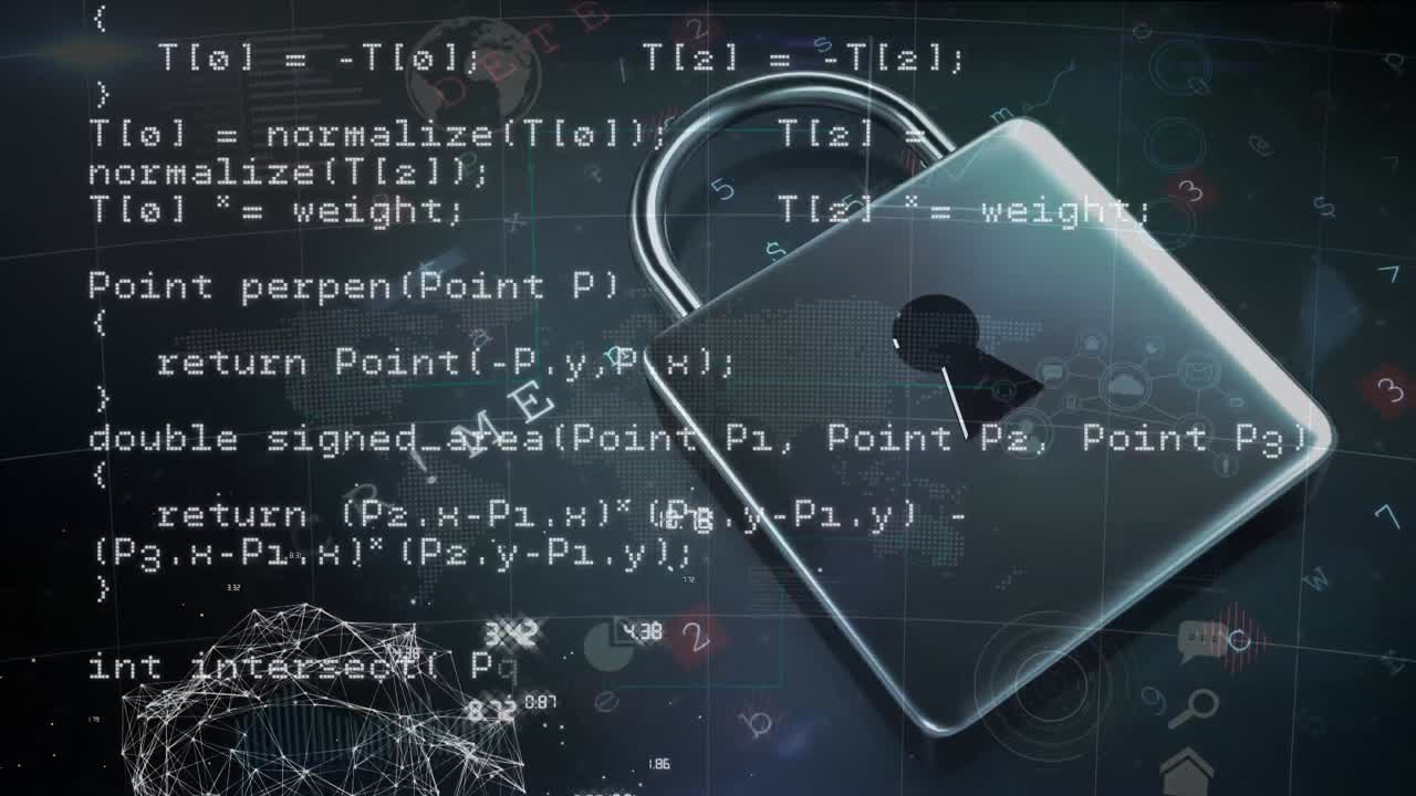 animación del candado de seguridad en línea con procesamiento de datos en segundo plano
