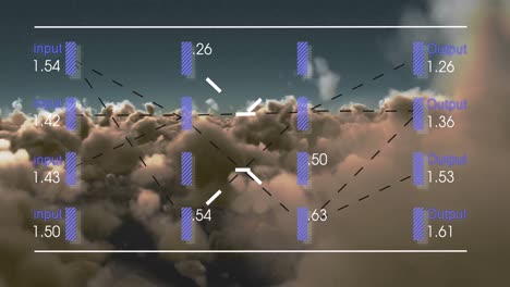 animation of numbers and data processing over clouds