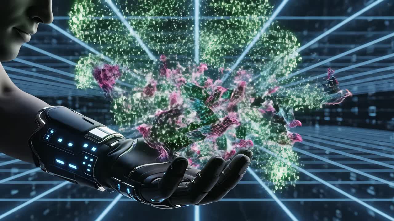 Futuristic Cyborg with Digital Art