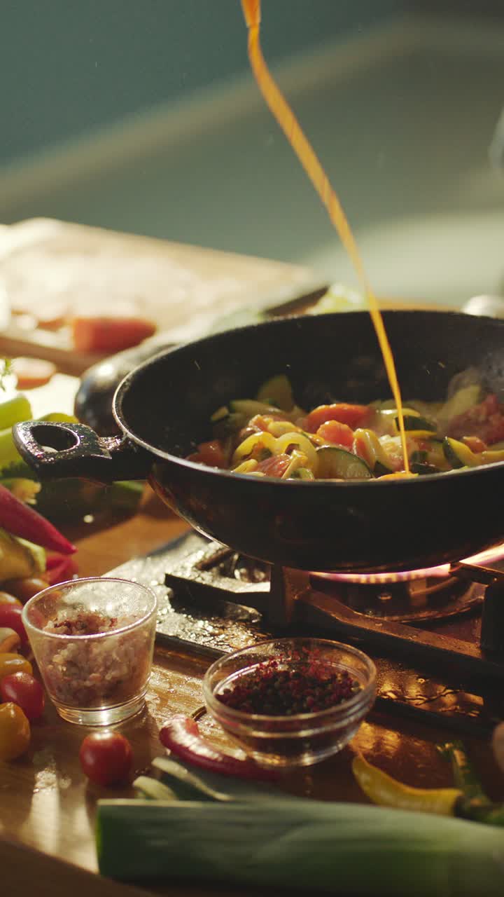 cocinar verduras en una sartén