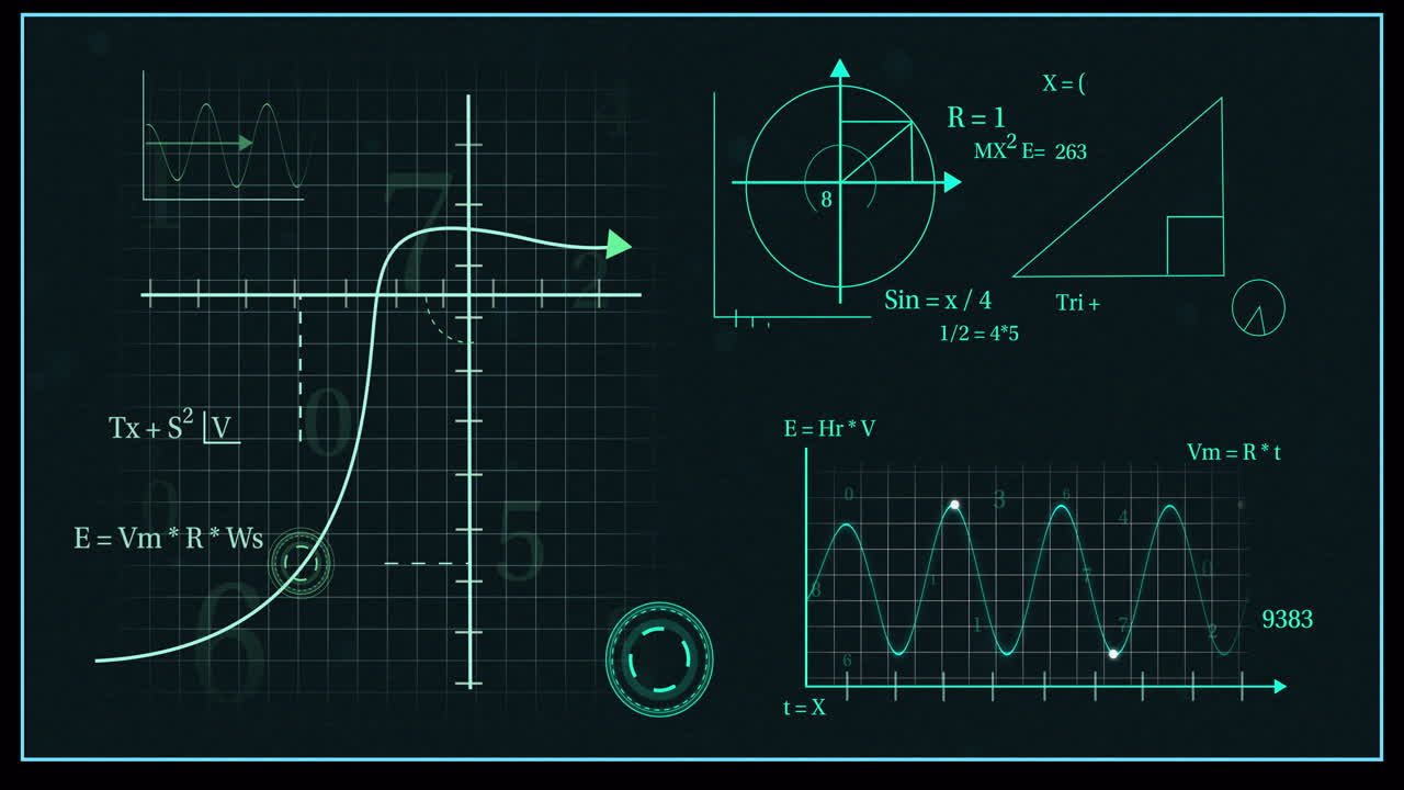 검은 바탕 위의 수학 방정식의 애니메이션