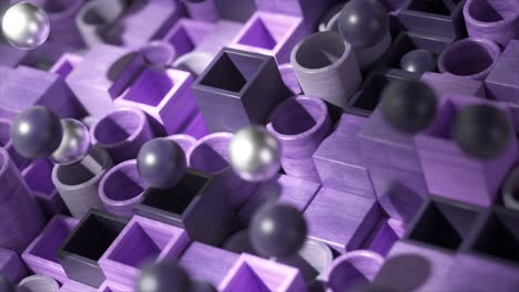 abstract 3d geometric shapes in purple and grey