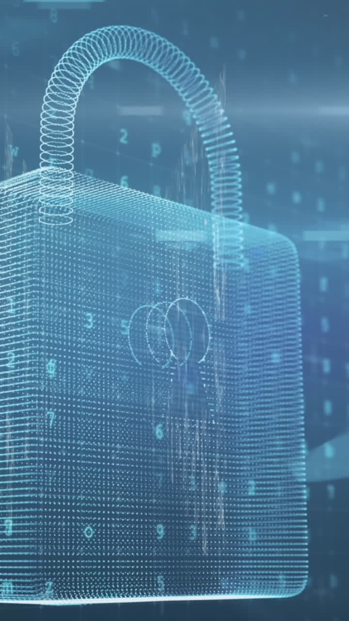 Animation of data processing over online security padlock