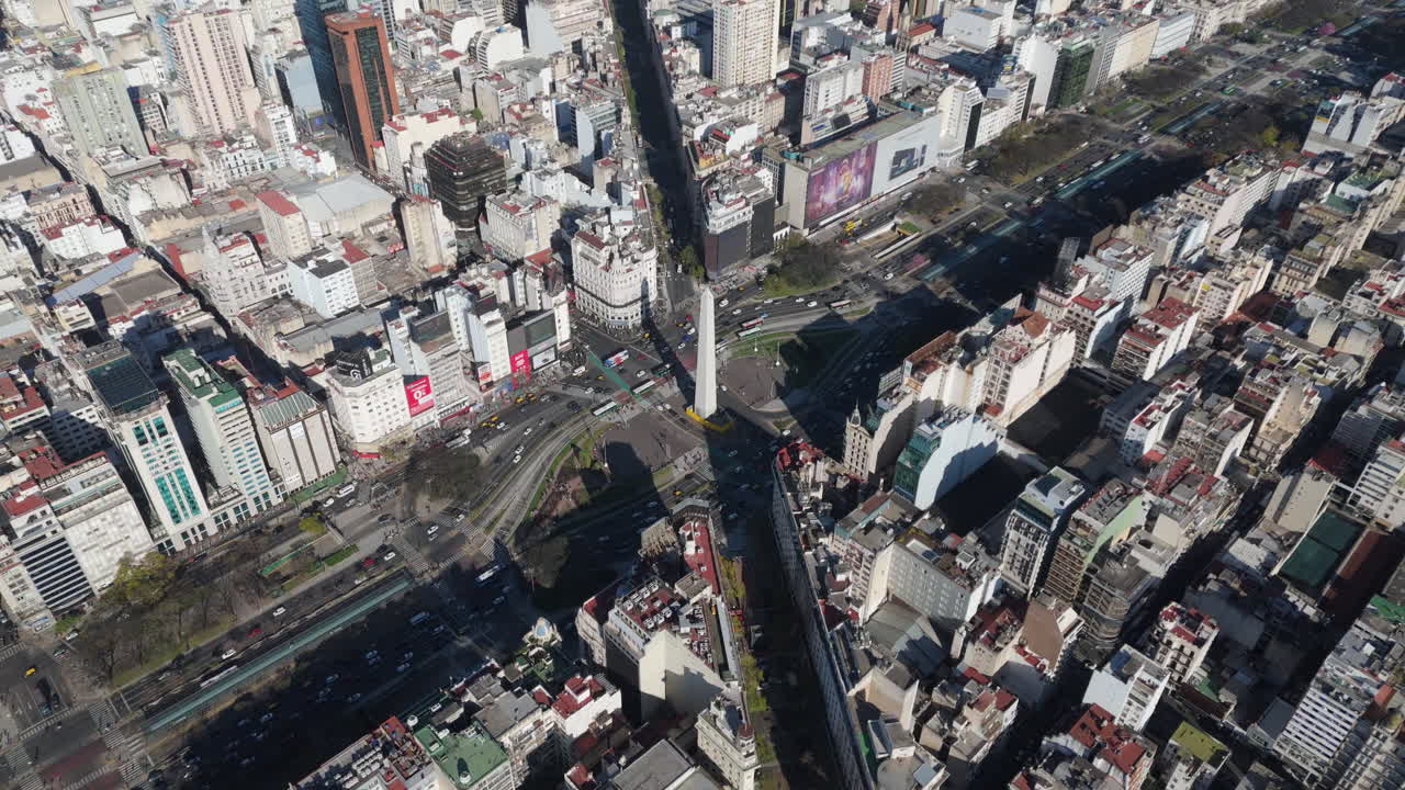 Aerial View of Buenos Aires Obelisco and Surrounding City