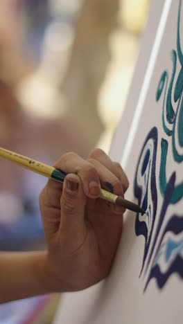 hand painting abstract artwork on canvas