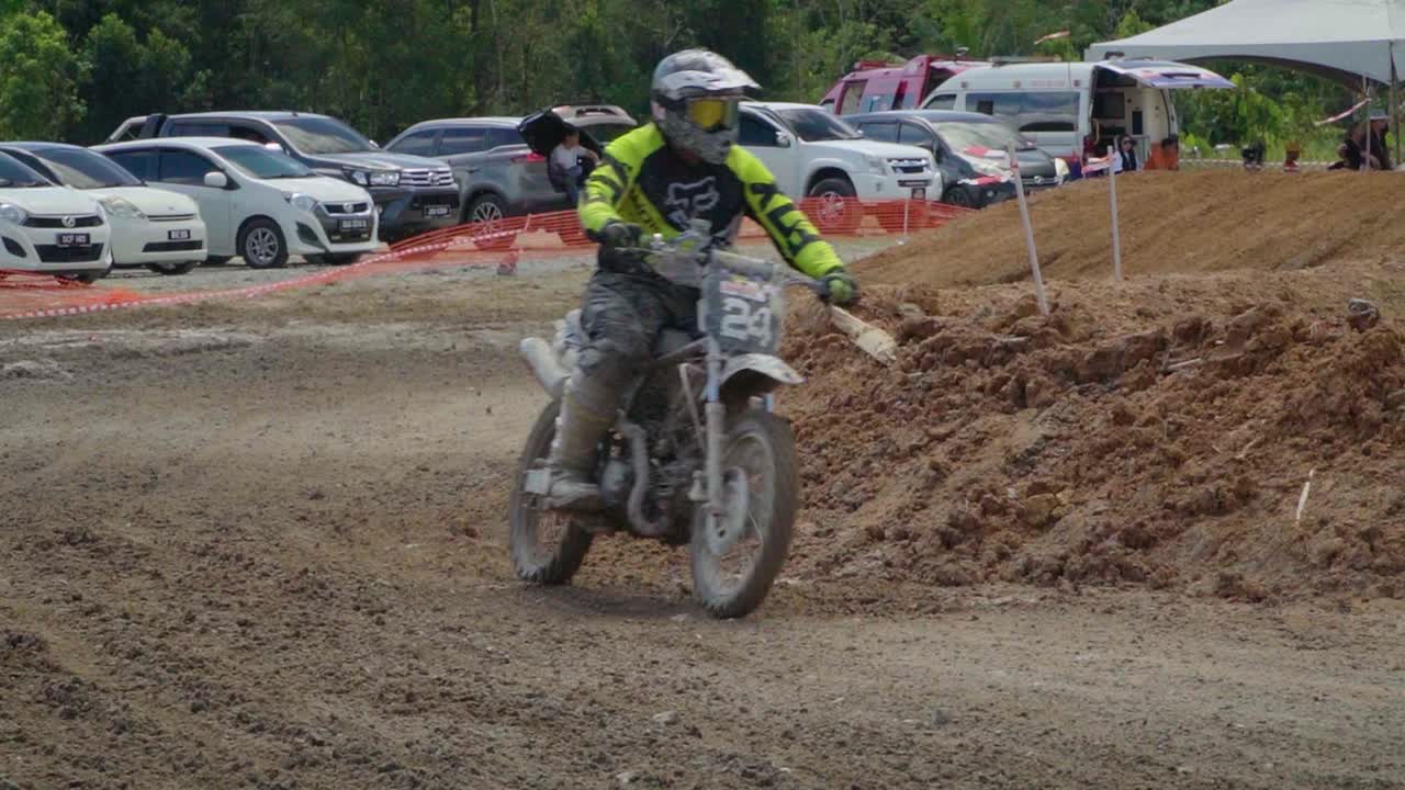 Motocross Rider on Dirt Track