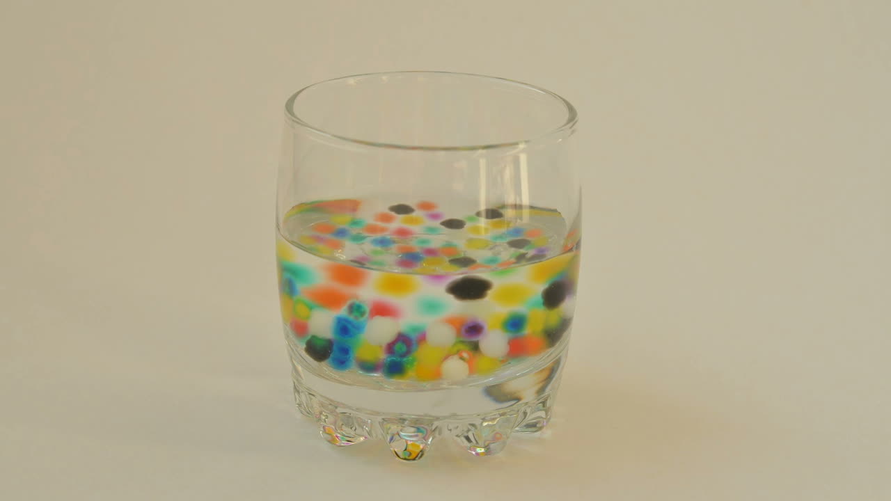 Silica gel in water. Time lapse shooting