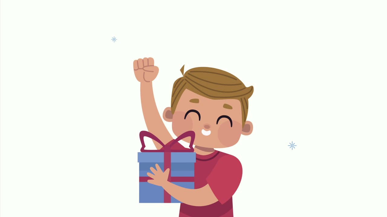 boy with gift box animation