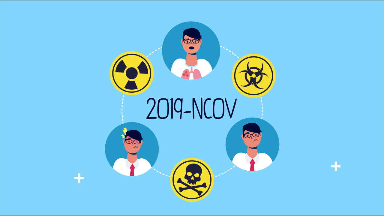 코로나19 증상과 아이콘을 가진 환자 그룹