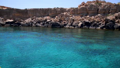 handheld move beautiful ocean shot with rocks in ayia napa cyprus