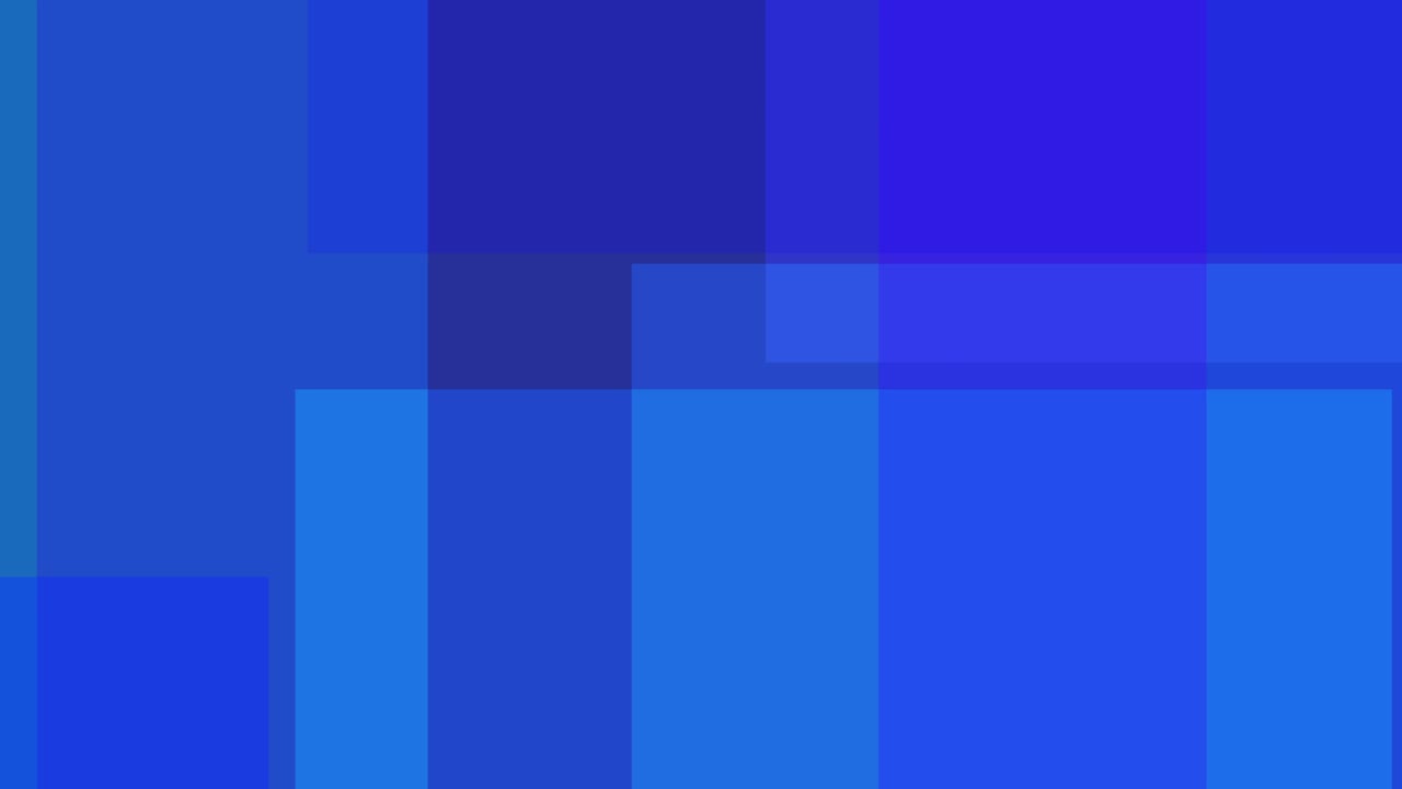 Abstract blue geometric background of slow motion loopable rectangles in various shades from light cyan to deep navy creating layered mosaic pattern with modern aesthetic