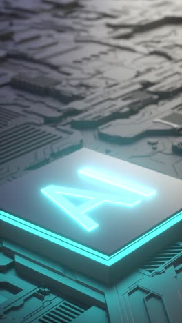 circuit board and ai micro processor, artificial intelligence. 3d animation