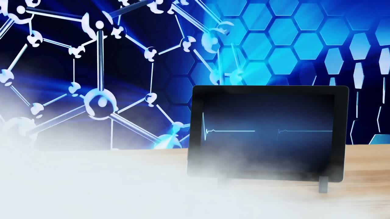 심장 박동과 맥박을 보여주는 디지털 태블릿의 디지털 애니메이션 4k