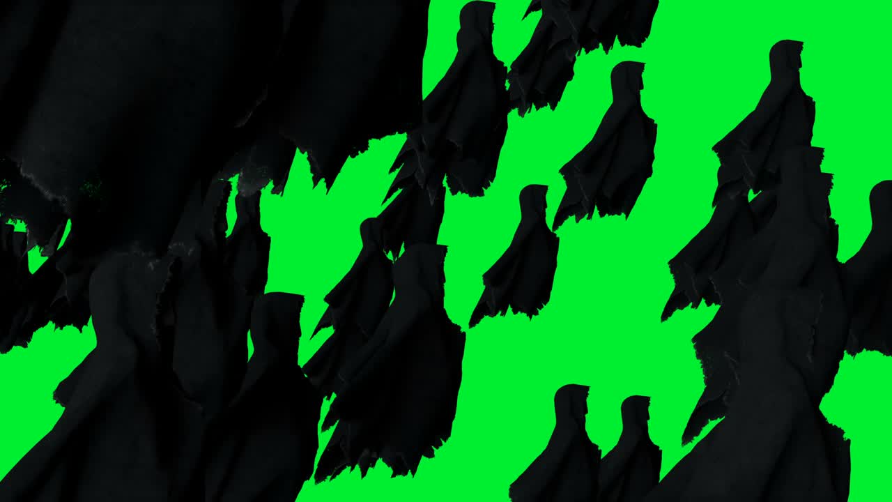 Animazione di un fantasma misterioso e spaventoso. Felpa con cappuccio dinamica. Isolato. Animazione realistica 4K su schermo verde