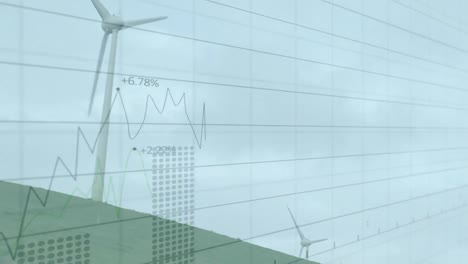 Animation-of-financial-data-processing-over-wind-turbine