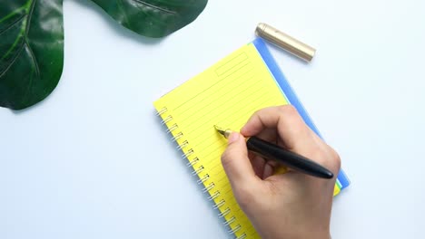 person writing in a notebook