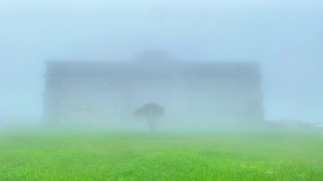 Le Bokor Palace Kampot Cambodia luxury hotel covered in mist fog Southeast Asia