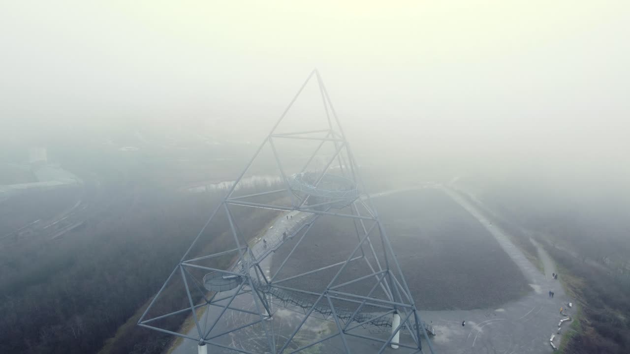 View of the Tetraeder Landmark in Bottrop on a Foggy Day