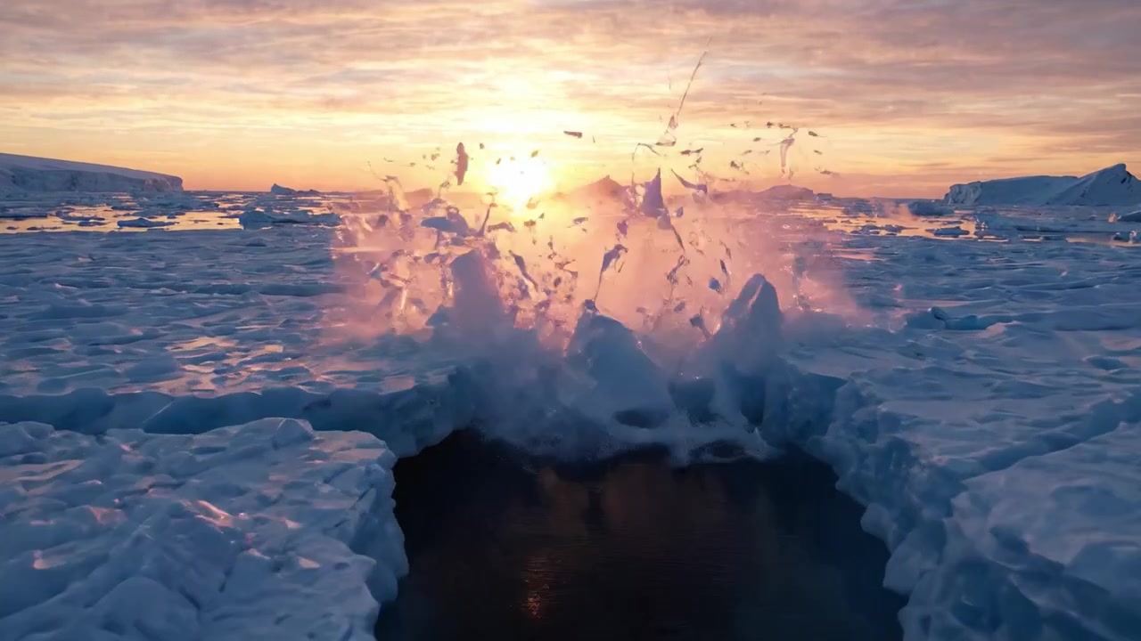 Splendida transizione della luce solare su orizzonti ghiacciati: un viaggio visivo di tranquillità e bellezza all'alba su un paesaggio ghiacciato.