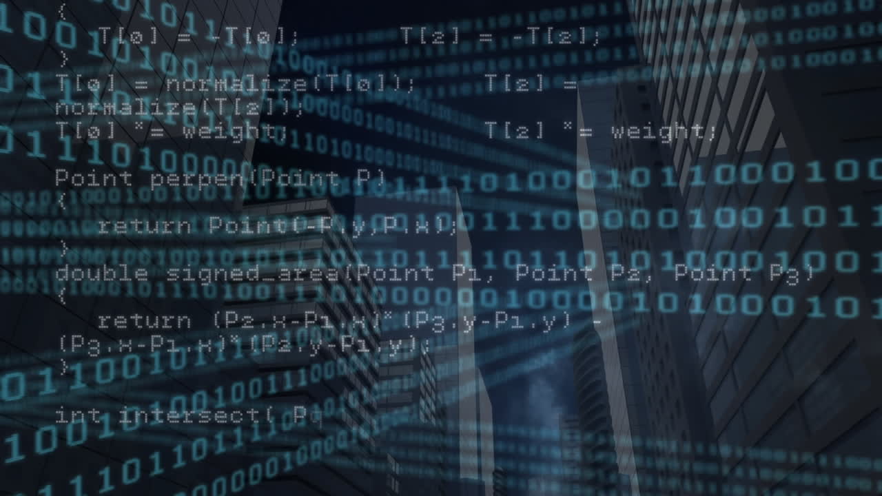 Animation of binary coding and data processing