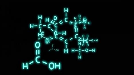 animation der wissenschaftlichen datenverarbeitung auf schwarzem hintergrund