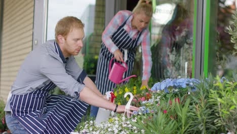 Leute,-Die-Blumen-Im-Geschäft-Gießen