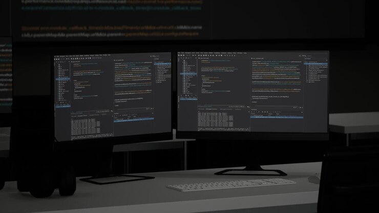 Multiple Computer Screens with Code
