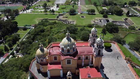 a close up of the cholula cathedral in puebla, mexico