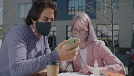 outdoor study session with face masks