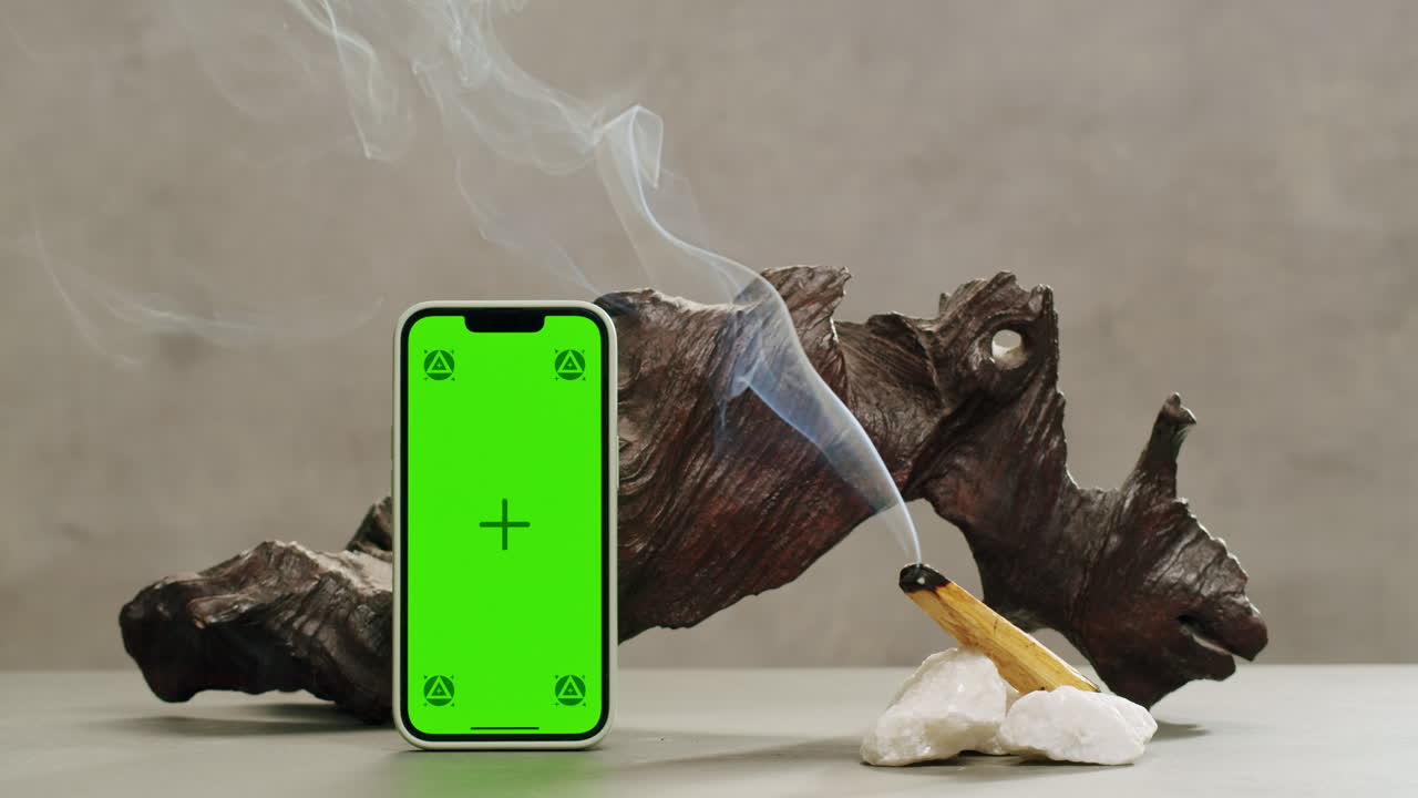 Person holding Palo Santo wood stick in hand, aromatic Palo Santo burning on black background, smoke spreading around, slow motion video clip, high quality 4k close up footage. High quality 4k footage