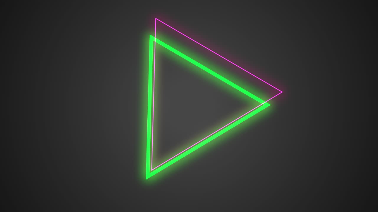 triángulos geométricos de neón en el espacio oscuro