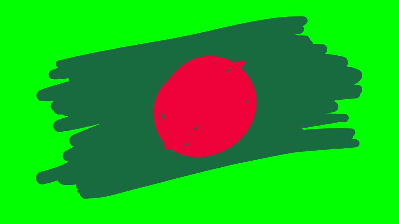 Bangladesh flag drawing on green screen isolated whiteboard